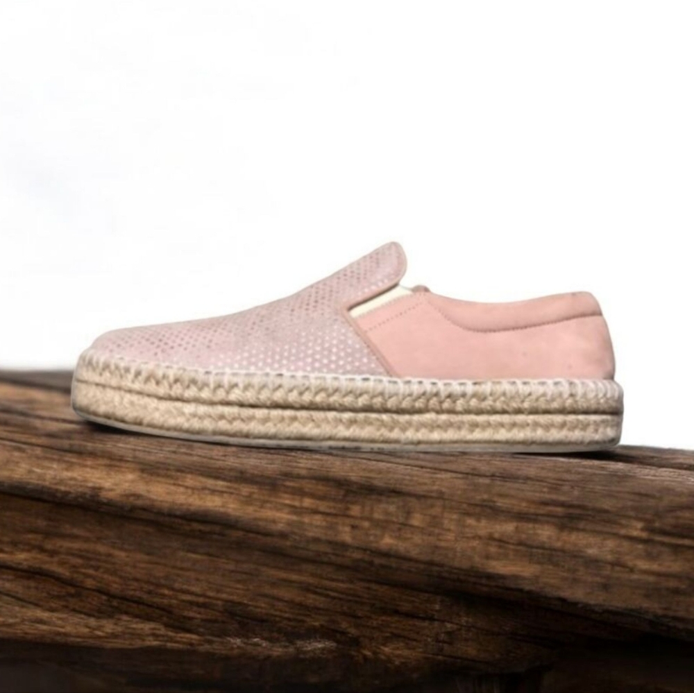 Anthropologie Kaanas Leather Slip-on Espadrille Sneakers in Pink Sz 8